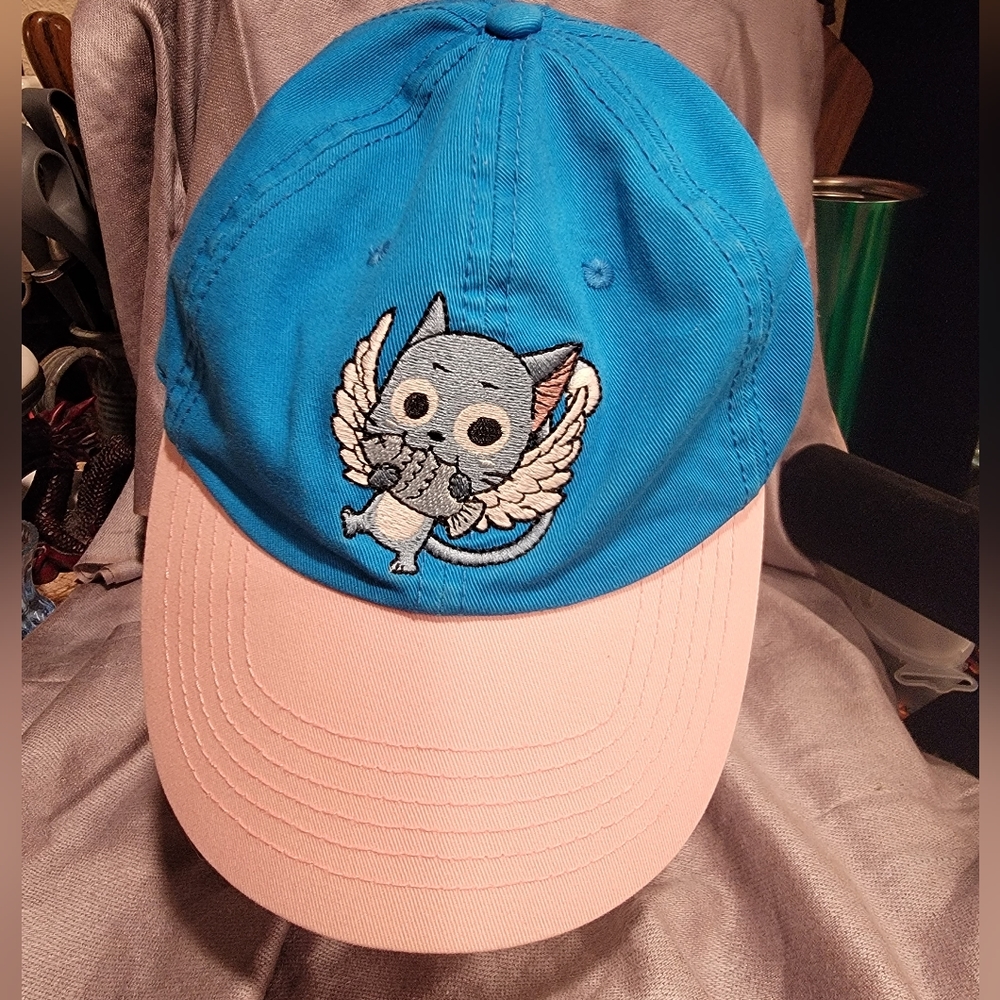 FairyTale Anime Happy Cat Cap Funimation Blue/Pink Embroidered FairyTail